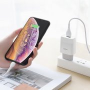 Сетевое зарядное устройство HOCO C72A Glorious с кабелем для Apple Lightning (белое) — 3