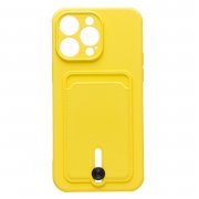 Чехол-накладка - SC304 с картхолдером для Apple iPhone 14 Pro Max (желтая)