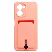 Чехол-накладка - SC304 с картхолдером для Realme C33 (светло-розовая)
