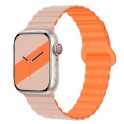 Ремешок - ApW32 Apple Watch 45 mm силикон на магните (песочно-розовый/оранжевый)