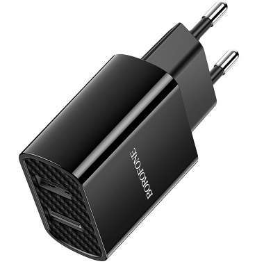 Сетевое зарядное устройство Borofone BA53A Powerway 2USB с кабелем Type-C (черное) — 8